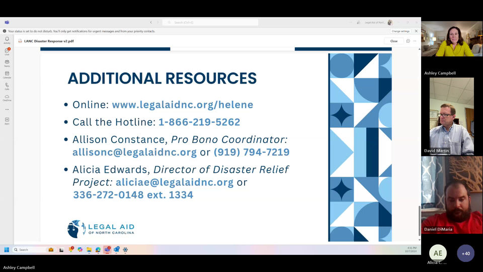 DISASTER RECOVERY ISSUES - TIMELINES & PRACTICAL TOOLS & INFO - Oct 7, 2024